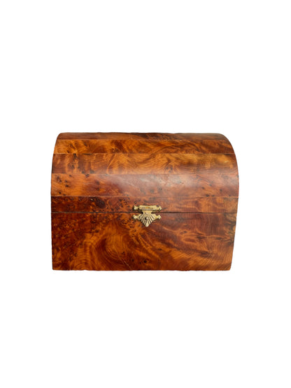 Vintage Burl Wood Box with Brass Hardware